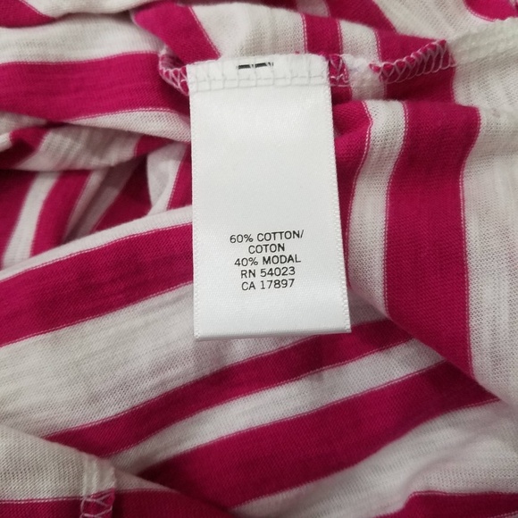 Banana Republic Pink & White Roll Tab Long Sleeve Striped Scoop Neck Relaxed Top - Picture 5 of 6